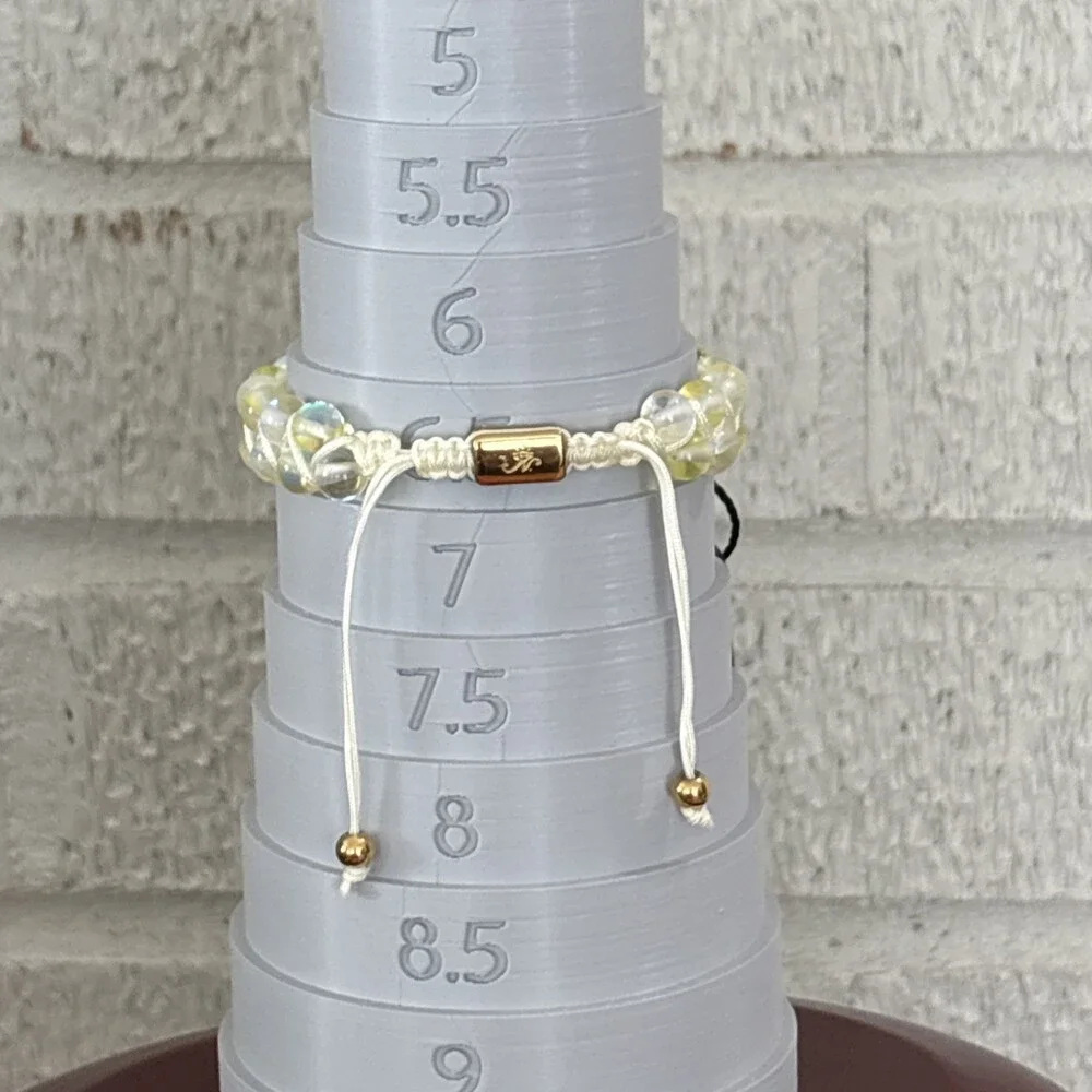 NOGU Double Mermaid Glass Beaded Women's Bracelet Pale Yellow Aurora Adjustable